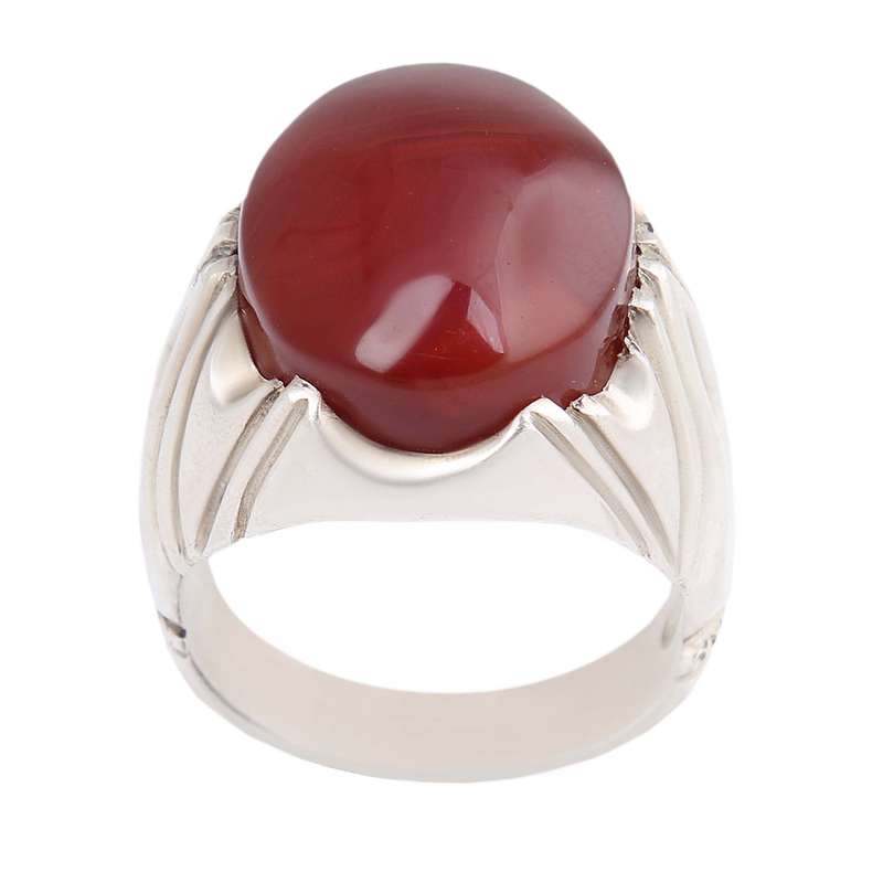 انگشتر نقره مردانه مدل سنگ عقیق رکاب دست ساز کد AM_2486