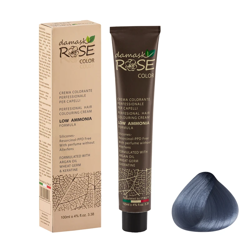 رنگ مو داماسک رز شماره PR25 حجم 100 میلی لیتر رنگ طوسی مهتابی