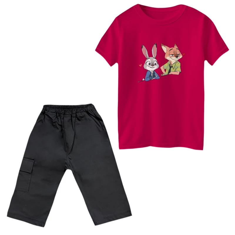 ست تی‌شرت و شلوارک دخترانه مدل زوتوپیا کد 02