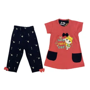 ست تی شرت و شلوارک دخترانه مدل گربه