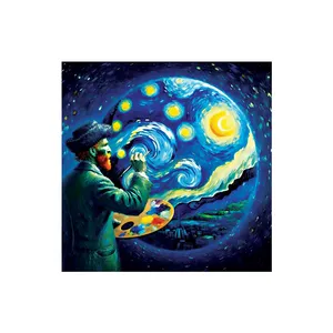 زیر لیوانی مدل رومادون طرح ونگوگ VanGogh و نقاشی شب پر ستاره کد 01