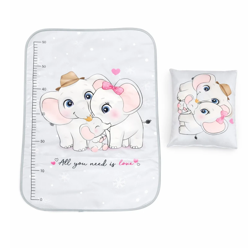 زیرانداز تعویض نوزاد طرح فیل کوچولو کد M097 به همراه بالشت