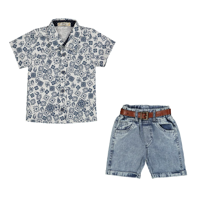 ست پیراهن آستین کوتاه و شلوارک نوزادی مدل 2062