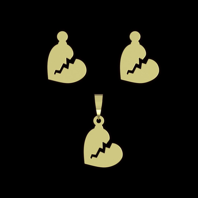 نیم ست طلا 18 عیار زنانه مدوپد مدل قلب شکسته کد NA11255