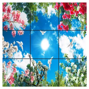 تایل سقفی آسمان مجازی طرح گل های رنگارنگ کد 0600 سایز 60x60 سانتی متر مجموعه 9 عددی