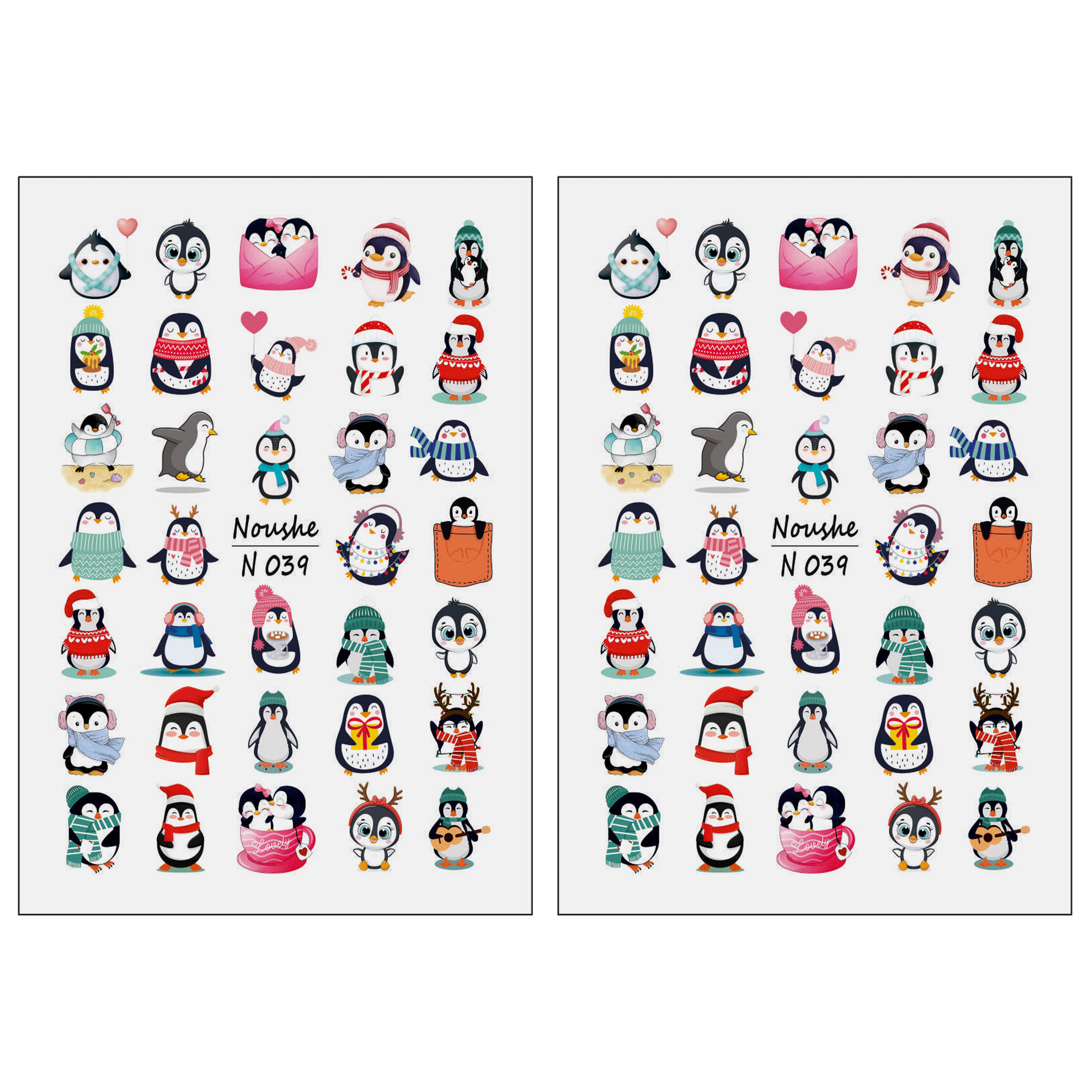 برچسب لنز ناخن مدل پنگوئن کد N039 مجموعه 2 عددی
