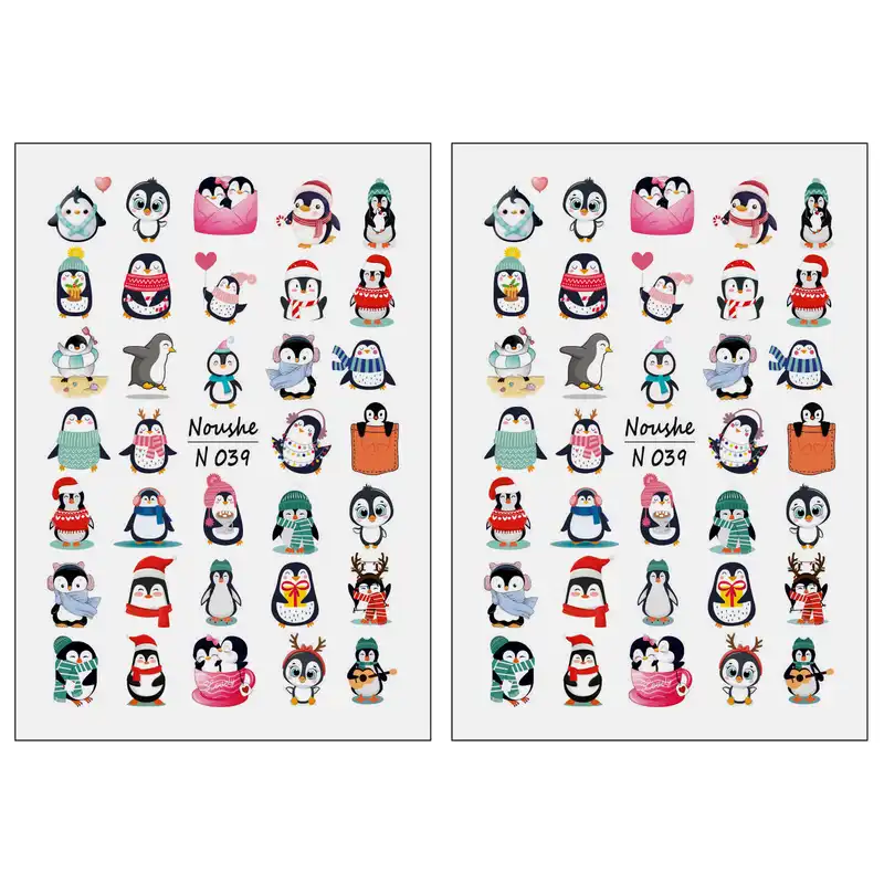 برچسب لنز ناخن مدل پنگوئن کد N039 مجموعه 2 عددی