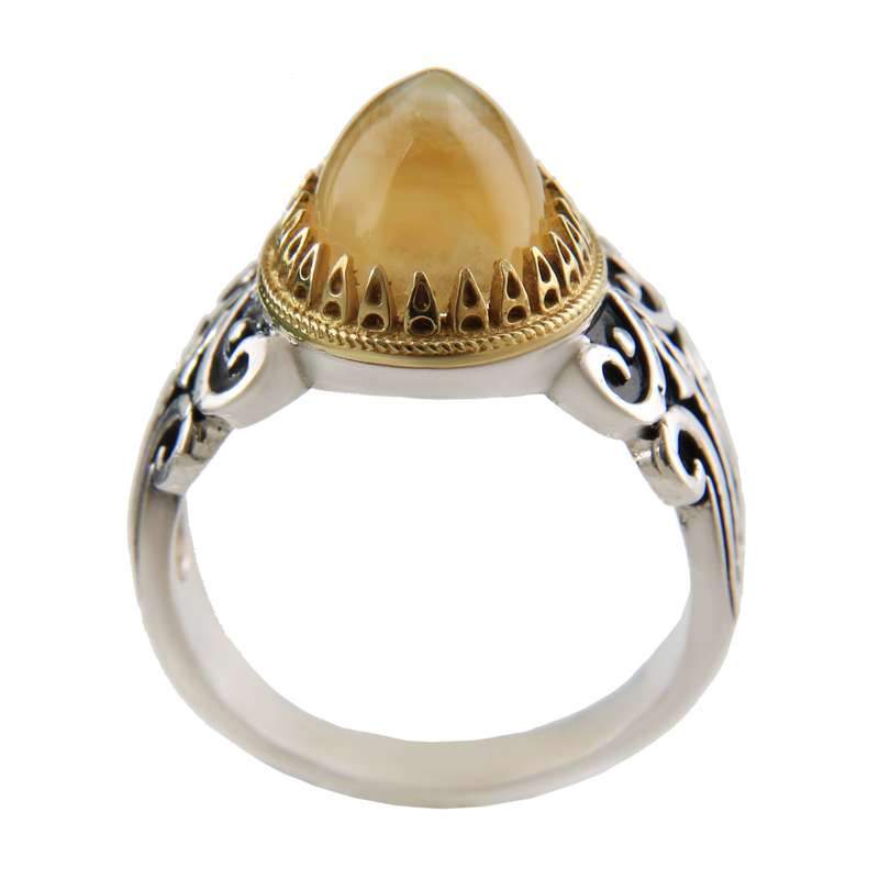 انگشتر نقره مردانه بازرگانی میلادی مدل عقیق باباقوری سیاه قلم کد AM_3024