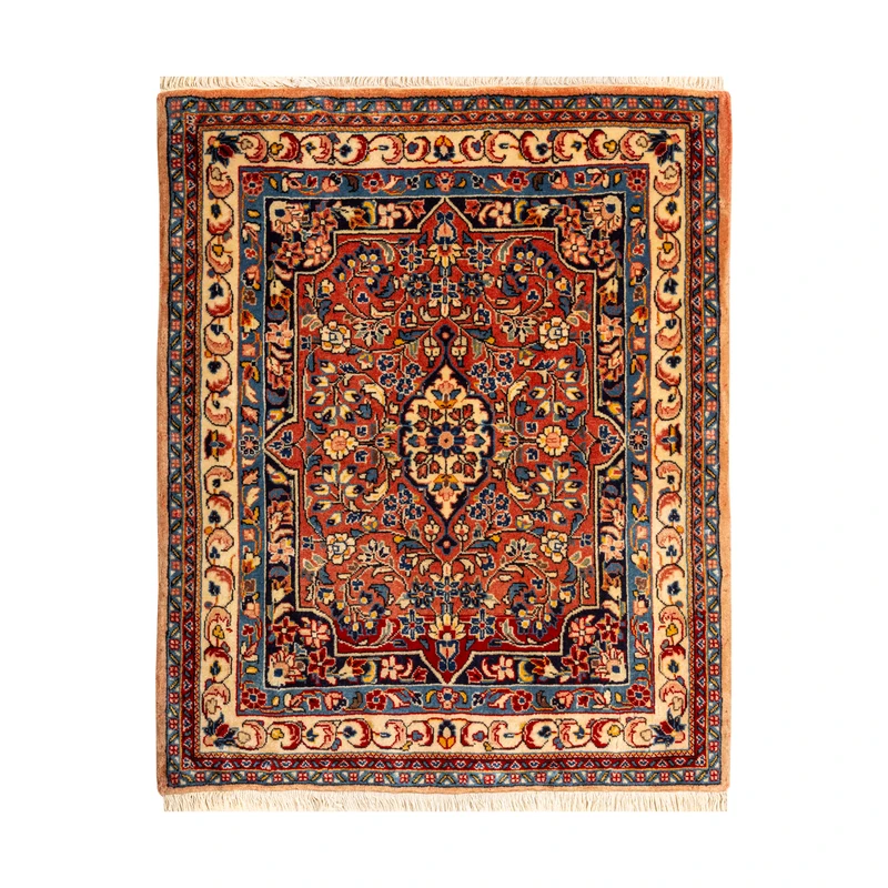 فرش دستبافت نیم متری طرح ساروق کد 45P581 زمینه لاکی