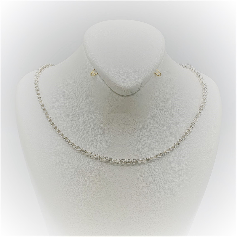 زنجیر  نقره زنانه مدل دست بافت گندمی