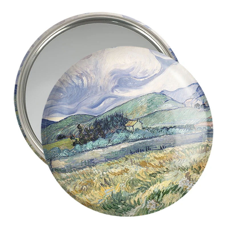 آینه جیبی خندالو مدل منظره کوه پشت بیمارستان ونسان ونگوگ (Van Gogh) کد 36796