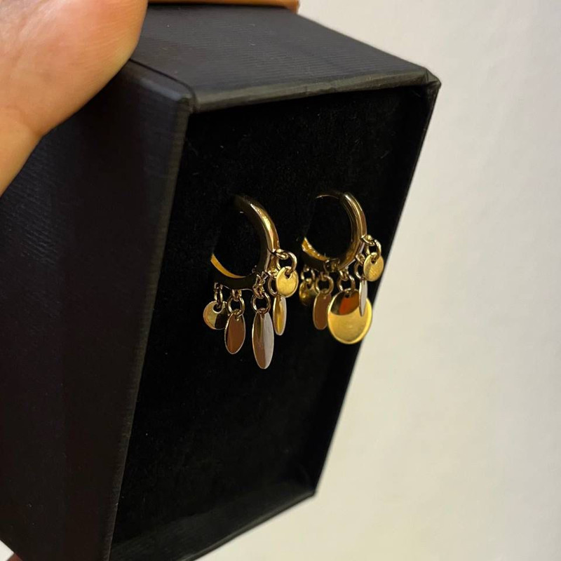 گوشواره حلقه ای طلا 18 عیار زنانه الی گالری مدل  روکو سکه ای - 3