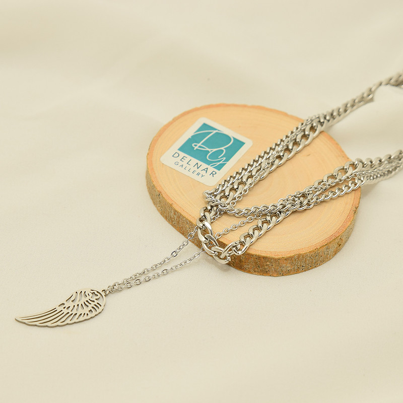 گردنبند دخترانه دلنار گالری مدل بال فرشته سه لاین