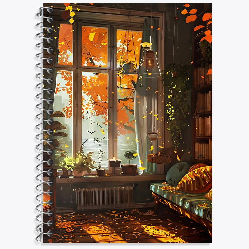 دفتر زبان 50 برگ خندالو مدل دو خط طرح پاییز کد N5623