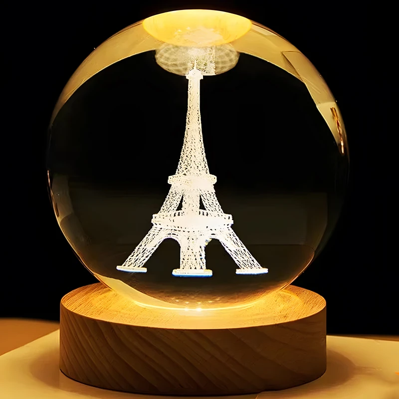چراغ رومیزی مدل گوی کریستالی طرح برج ایفل کد 90783-12