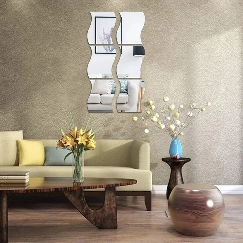 آینه پلکسی گلس مدل دکوراتیو کد N27-2 مجموعه 6 عددی