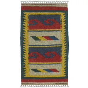 گلیم دستبافت یک متری مدل پادری کد 1631