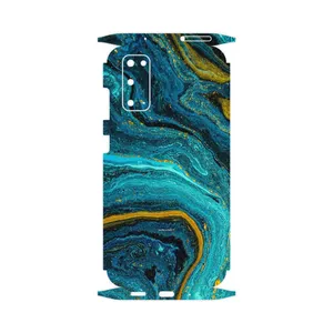 MAHOOT Turquoise marblewith golden streaks-FullSkin Cover Sticker for Samsung Galaxy S20