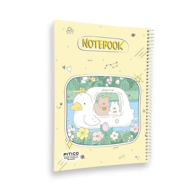 دفتر مشق 60 برگ پیتیکو مدل مجلد طرح هاپو و خرگوش خوشحال کد 362