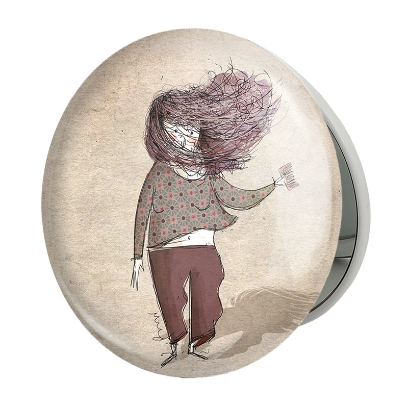 آینه جیبی خندالو طرح دختر مدل تاشو کد 5530 