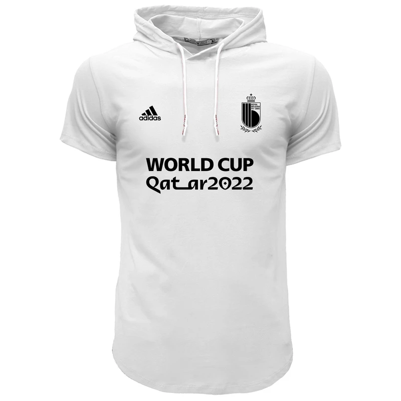 تی شرت کلاه دار  آستین کوتاه مردانه مدل 1401143 طرح جام جهانی رنگ سفید