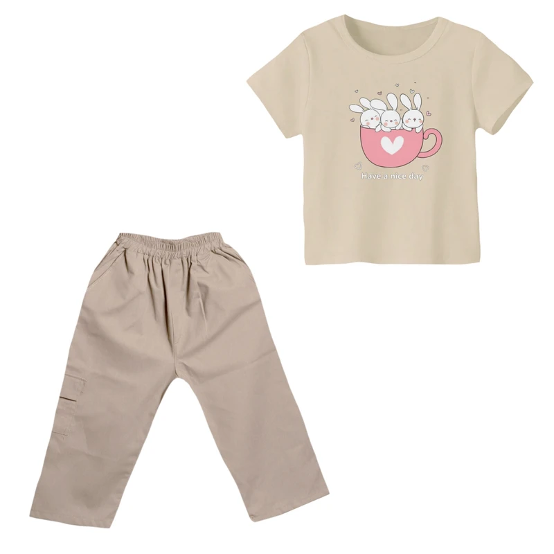 ست تی شرت و شلوارک دخترانه مدل خرگوش کد 07