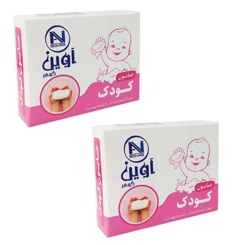 صابون شستشو کودک آوین گوهر کد SK01 وزن 75 گرم بسته 2 عددی