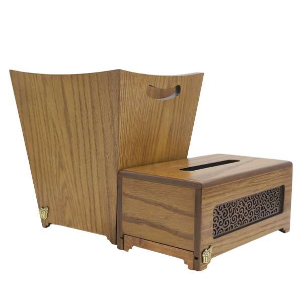 ست سطل و جای دستمال کاغذی لوکس باکس مدل  چوبی کد LBS832