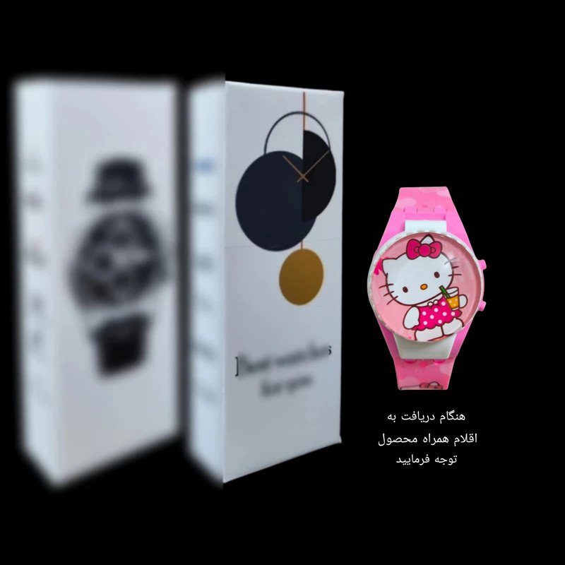 ساعت مچی دیجیتال مدل بند سیلیکونی قاب چرخان طرح هلو کیتی