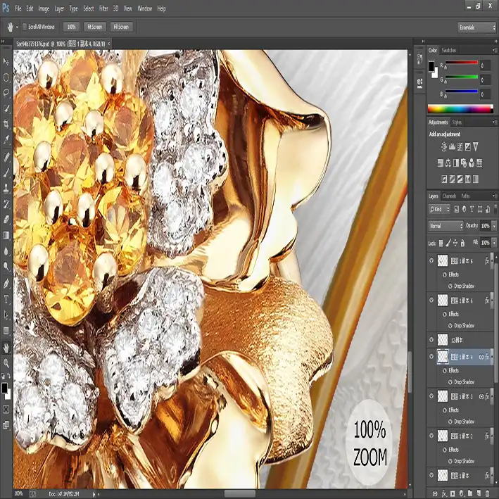 پوستر دیواری سه بعدی مدل شاخه گل نگینی طلایی DRVF1224