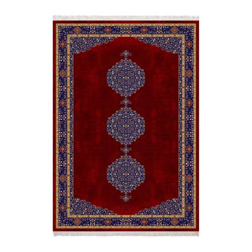 فرش ماشینی زانیس مدل فانتزی طرح نئو کلاسیک زمینه قرمز