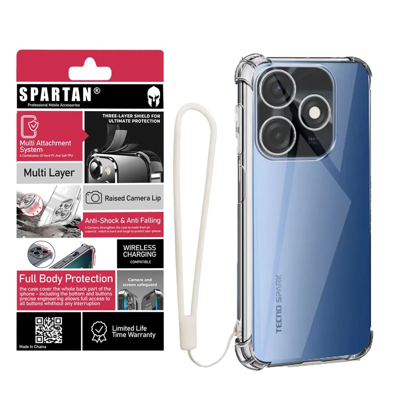 کاور اسپارتان مدل Airbag Strap مناسب برای گوشی موبایل تکنو Spark 10C 4G به همراه بندآویز