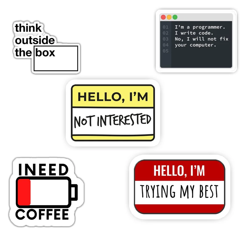 استیکر لپ تاپ و موبایل گوفی طرح برنامه نویس عصبی کد 4567 مجموعه 5 عددی 