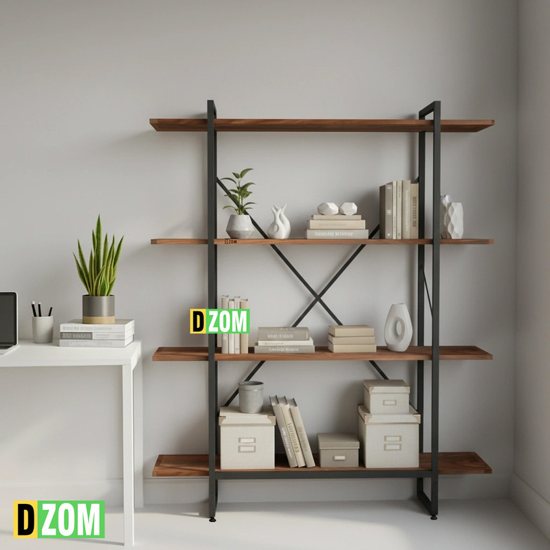 کتابخانه چهار طبقه دیزم مدل مونتاژی LIB_100×140_BRN