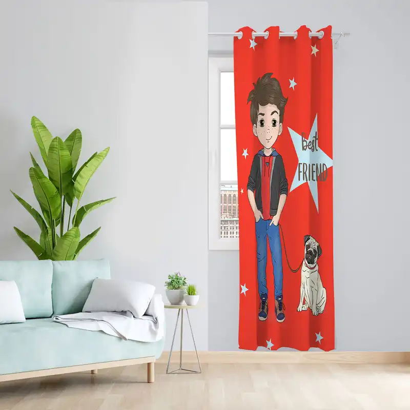 پرده مدل اتاق کودک مخمل پانچی طرح پسرانه کد 4694 سایز 140x280 سانتی متر