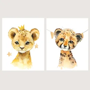 پوستر الفاپ مدل کودک طرح Water Color Animals کد 130_02 بسته 2 عددی