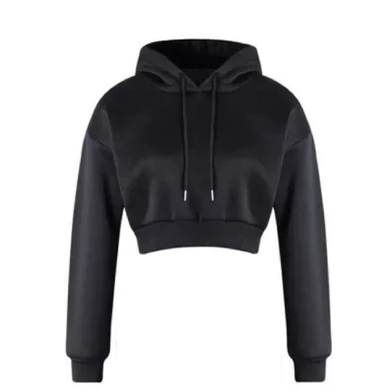 هودی زنانه کژین دوخت مدل cropblack رنگ مشکی 