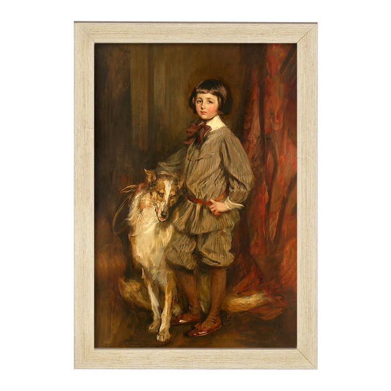 تابلو خندالو مدل نقاشی مردیث هاولند با سگش اثر جیمز جبوسا شانون       کد F12482