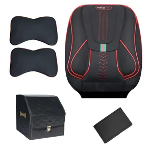 روکش صندلی خودرو  مدل GOGO مناسب برای سمند به همراه پشت گردنی و باکس صندوق و دورفرمان