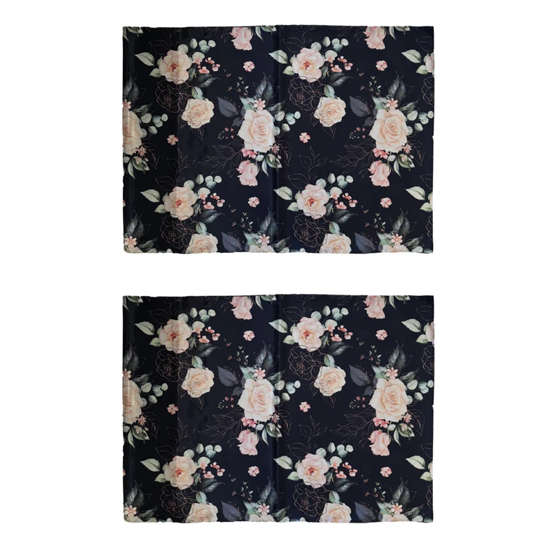 رو بالشی مدل ساتن طرح رز سیاه سایز 70×50 سانتی متر مجموعه دو عددی