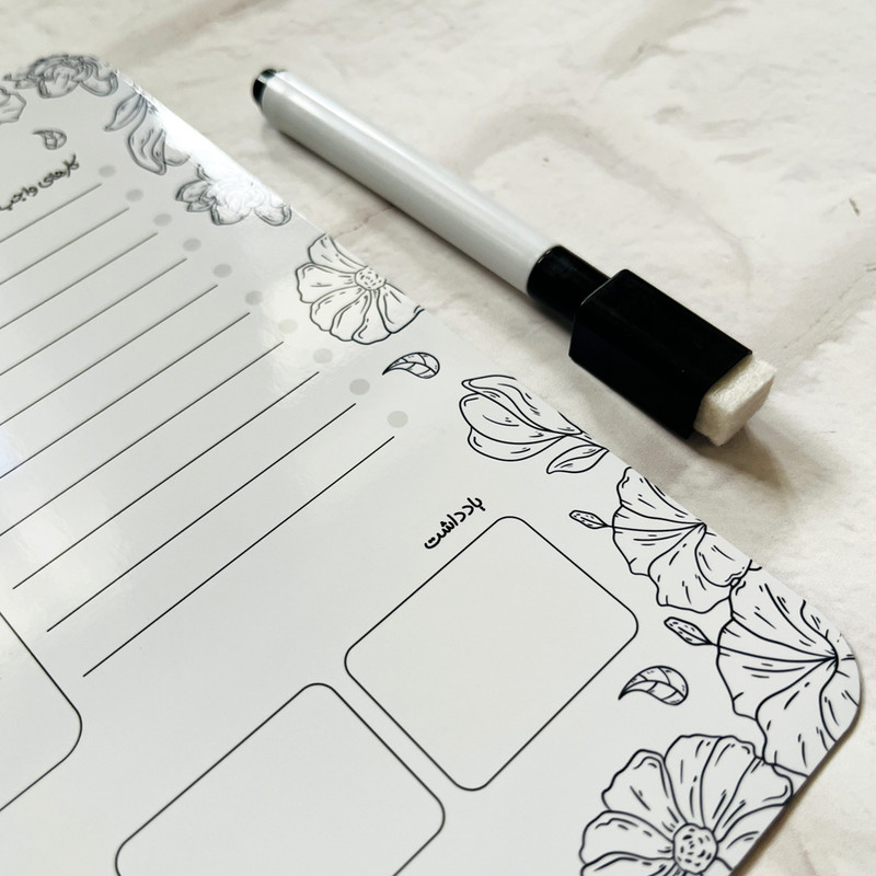 تخته وایت برد چاپ بهار مدل مغناطیسی طرح تودولیست کد 12 به همراه ماژیک