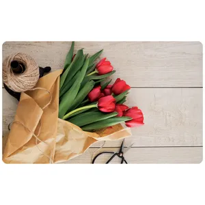 پادری مدل سه لایه رویه مخمل طرح گل لاله کد 1510 سایز 75x45 سانتی متر