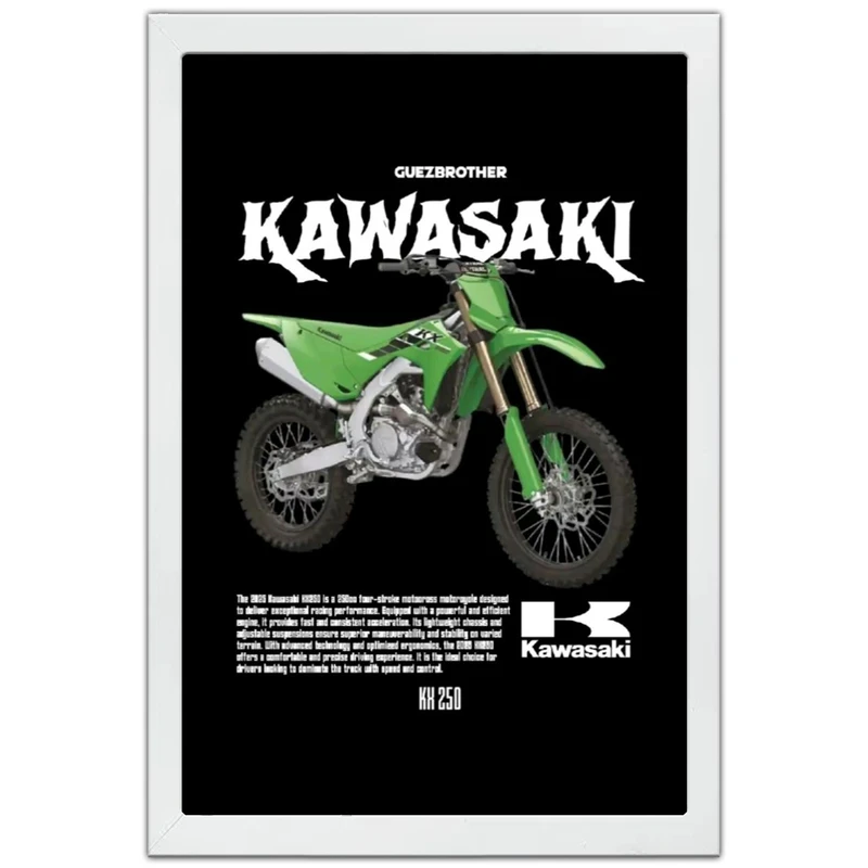 تابلو بکلیت طرح موتور کاوازاکی Kawasaki KX 250 مدل W-po1896 فریم سفید