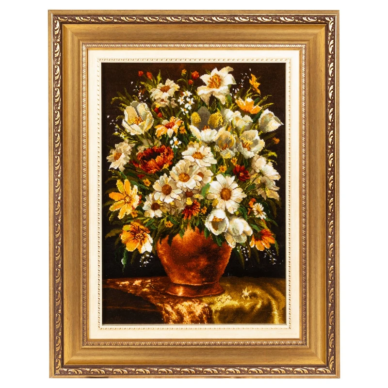 تابلو فرش دستباف سی پرشیا طرح گل در گلدان کد 904220