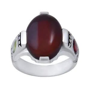 انگشتر نقره مردانه بازرگانی میلادی مدل سنگ عقیق رکاب سیلندری کلاسیک کد AM_050