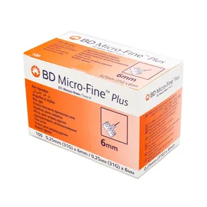 سوزن قلم انسولین بی دی مدل Micro-Fine سایز 6 میلی‌متر بسته 100 عددی