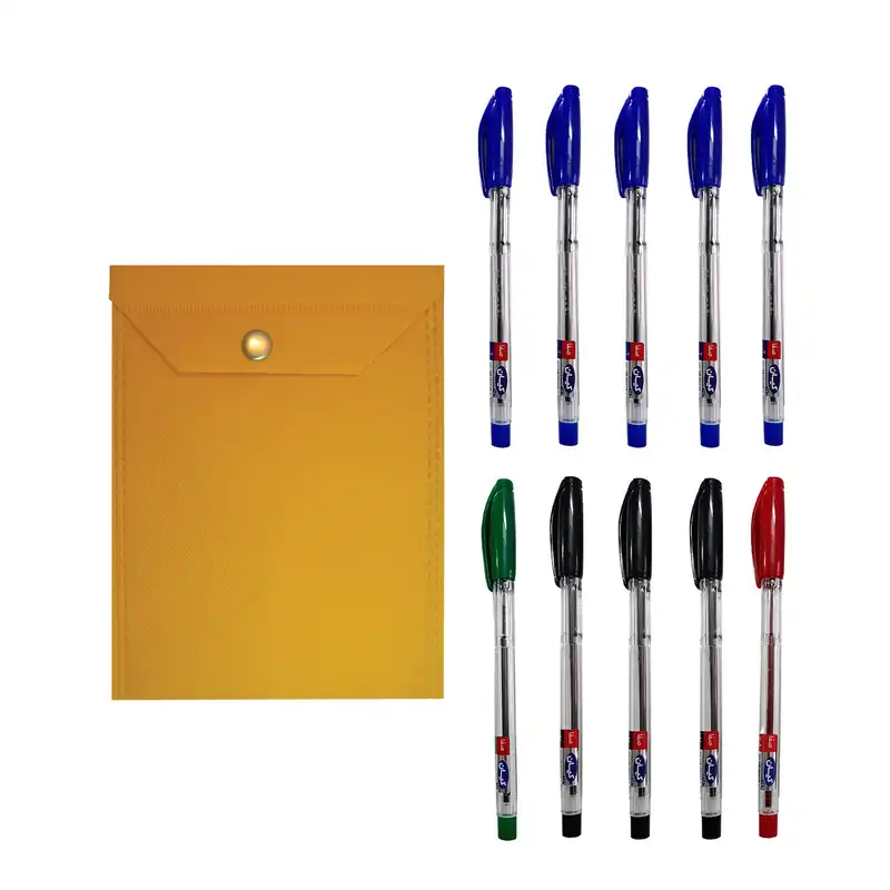 خودکار کیان مدل Milano بسته 10 عددی به همراه پوشه دکمه دار