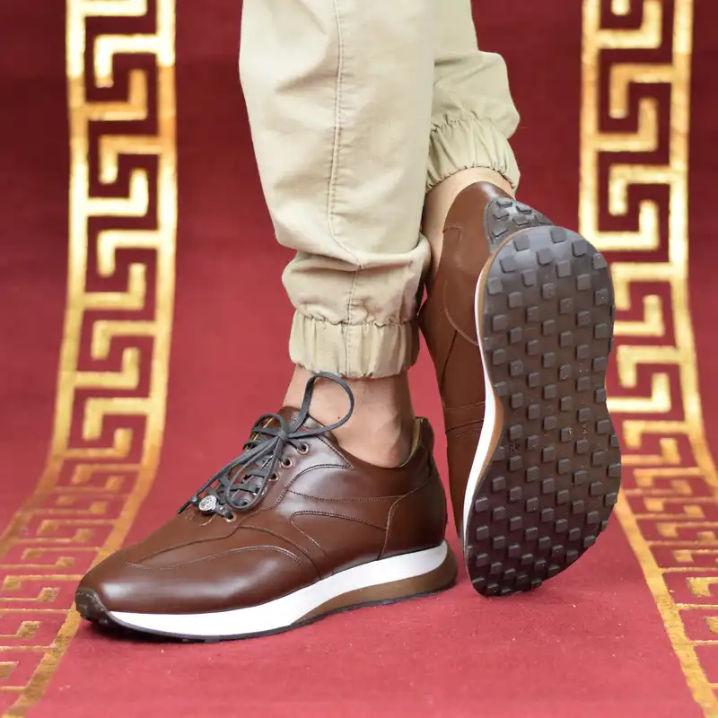 کفش روزمره مردانه کرمانی مدل چرم دستدوز طبیعی کد 506 رنگ قهوه ای