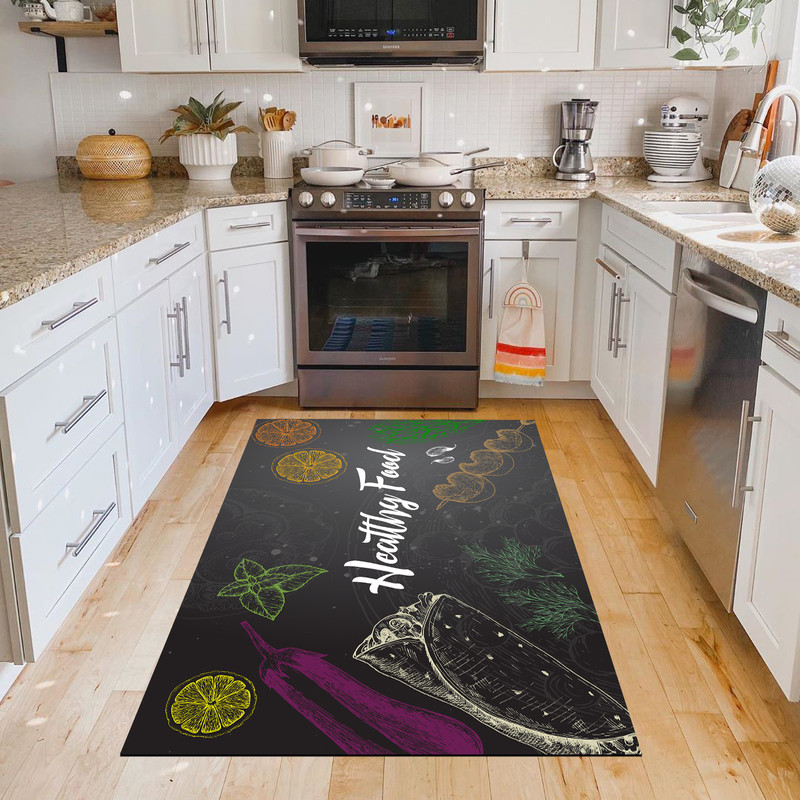 فرش پارچه ای مدل آشپزخانه طرح فانتزی هلثی فود کد 6021