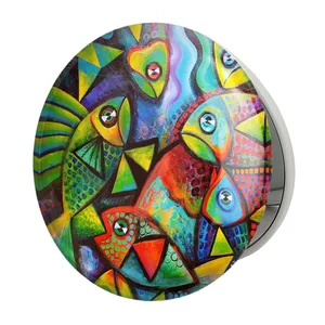 آینه جیبی خندالو طرح نقاشی انتزاعی مدل تاشو کد 5312 